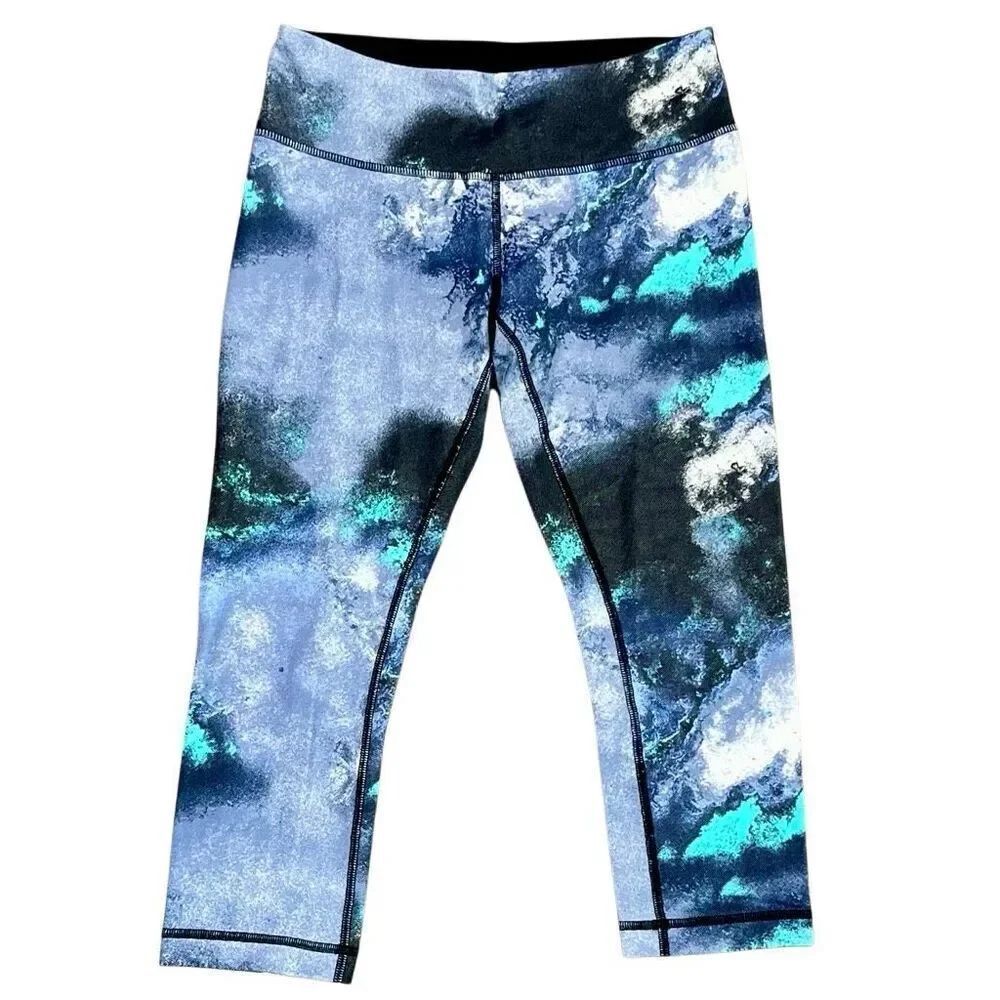 Lululemon Wunder Under "Denim Luon Milky Way" Print Cropped Leggings 6
